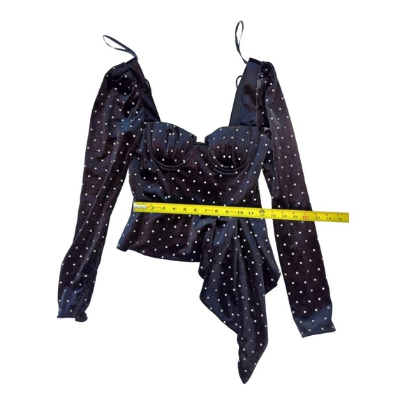 *NWT* SELF-PORTRAIT Self-Portrait Black Velvet Crystal Embellished Asymmetrical - Picture 4 of 6